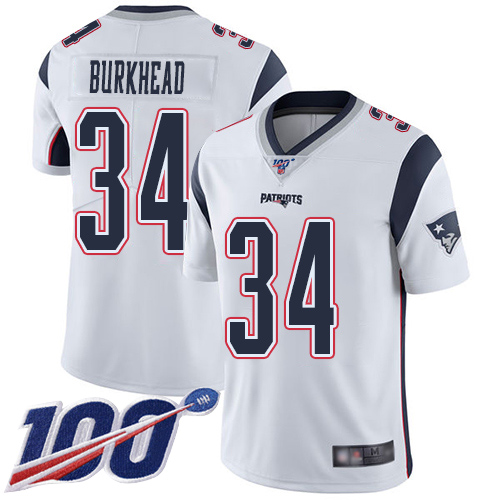 New England Patriots Football #34 Vapor Untouchable 100th Season Limited White Men Rex Burkhead Road NFL Jersey->women nfl jersey->Women Jersey